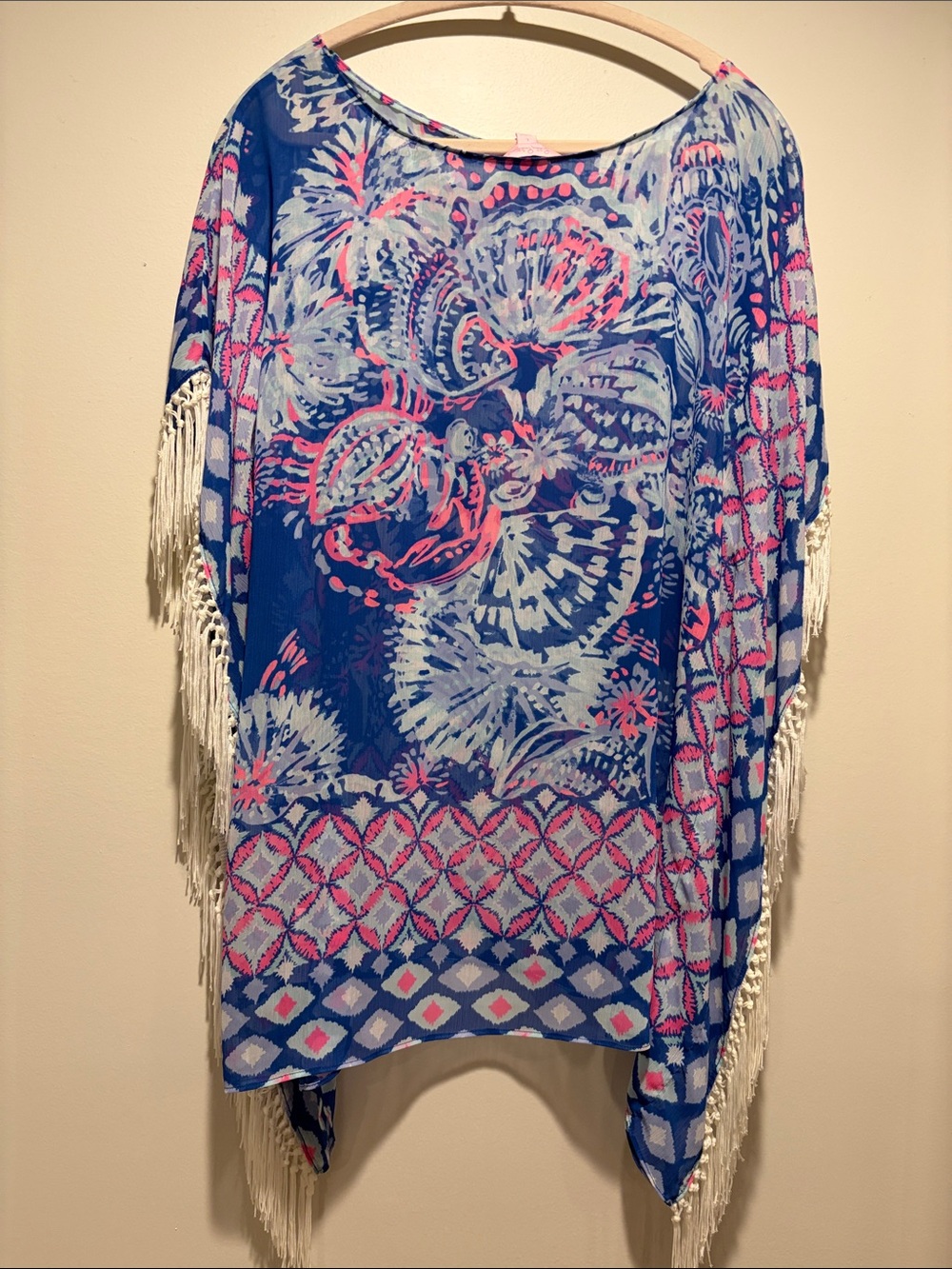 Lilly Pulitzer Blue and Pink Floral Tunic cover up top - Picture 5 of 7